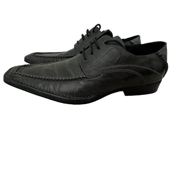 NEW Kenneth Cole “On The Scene”MENS BLACK LEATHER LACE OXFORDS SQUARE TOE  SZ 7 main image 5